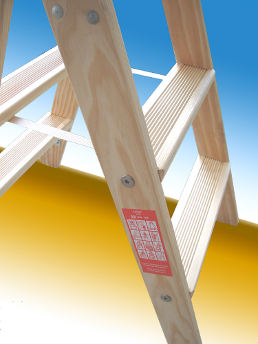 Stehleiter Holz Artikel Nr. 1709 2 x 9 Stufen Industrie Tritt