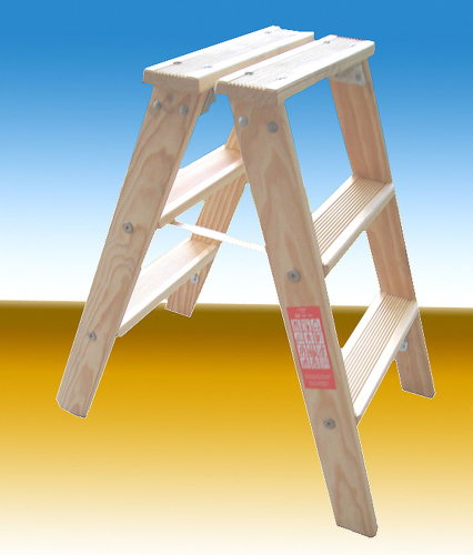 Stehleiter Holz Artikel Nr. 1703 2 x 3 Stufen Industrie Tritt
