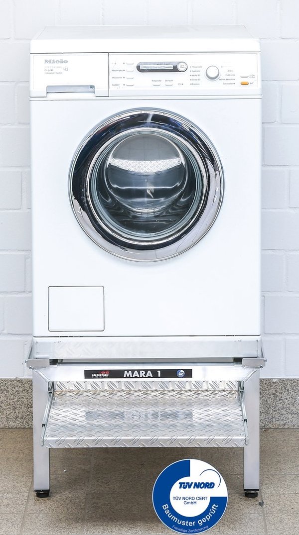 Premium Waschmaschinen Untergestell Mara 1 35 cm hoch mit Teleskop-Auszug für Waschkorb