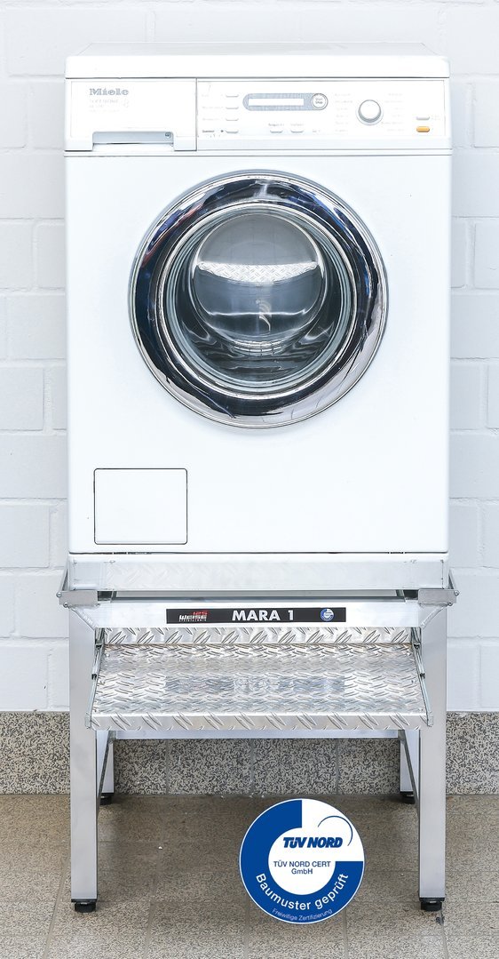 Premium Waschmaschinen Untergestell Mara 1  50 cm hoch mit Teleskop-Auszug für Waschkorb
